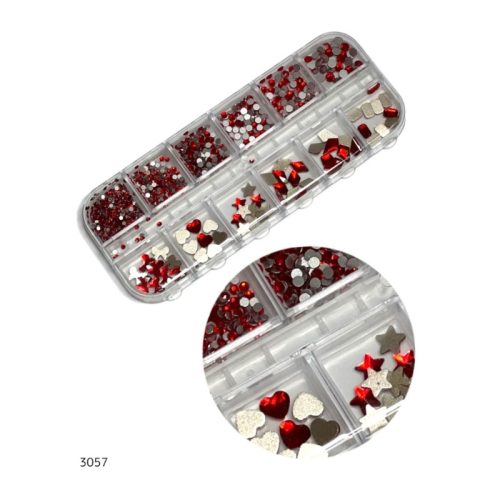 מארז קישוטים 12 יח' - אבנים | אדום #6