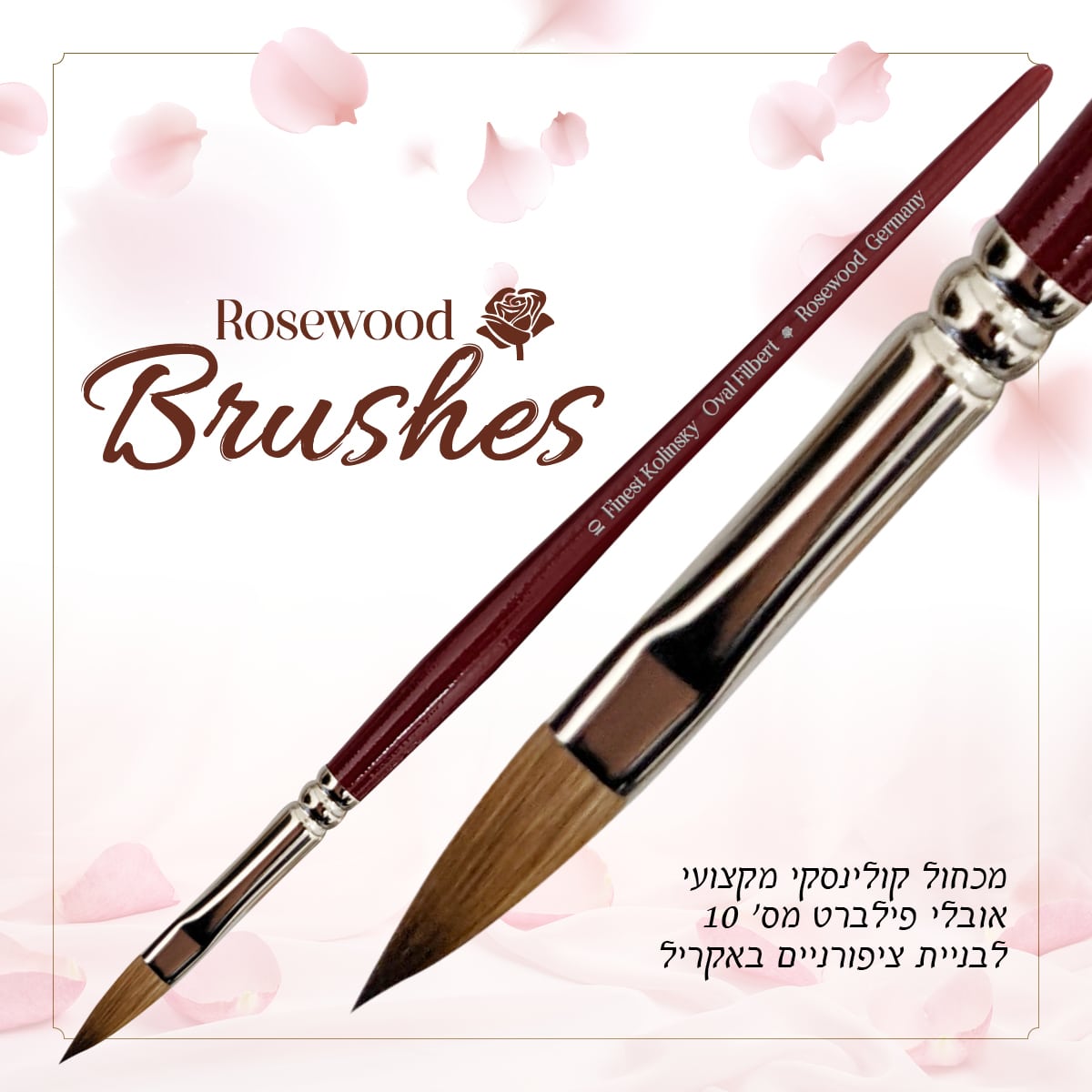 מכחול אקריל מס' 10 - קולינסקי אובלי פילברט | ROSEWOOD photo number 1